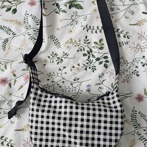 Checkered Black and White Women's Bag (small crescent)